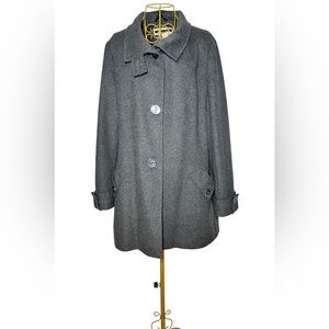 Kristen Blake Wool Classic Gray Dress Coat with Pockets, XXL